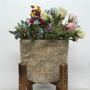 plant holder basket, vintage rug planter, sustainable plant pot, bedroom organizer, flower pot holder, home decor planter, cozy pot, PH 4195