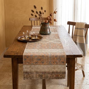 Toalha de mesa lavável, Toalha para mesa de centro, Toalha de mesa colorida para cozinha, Toalha de mesa de jantar em juta, Caminho de mesa estampado com tapete turco, 12562