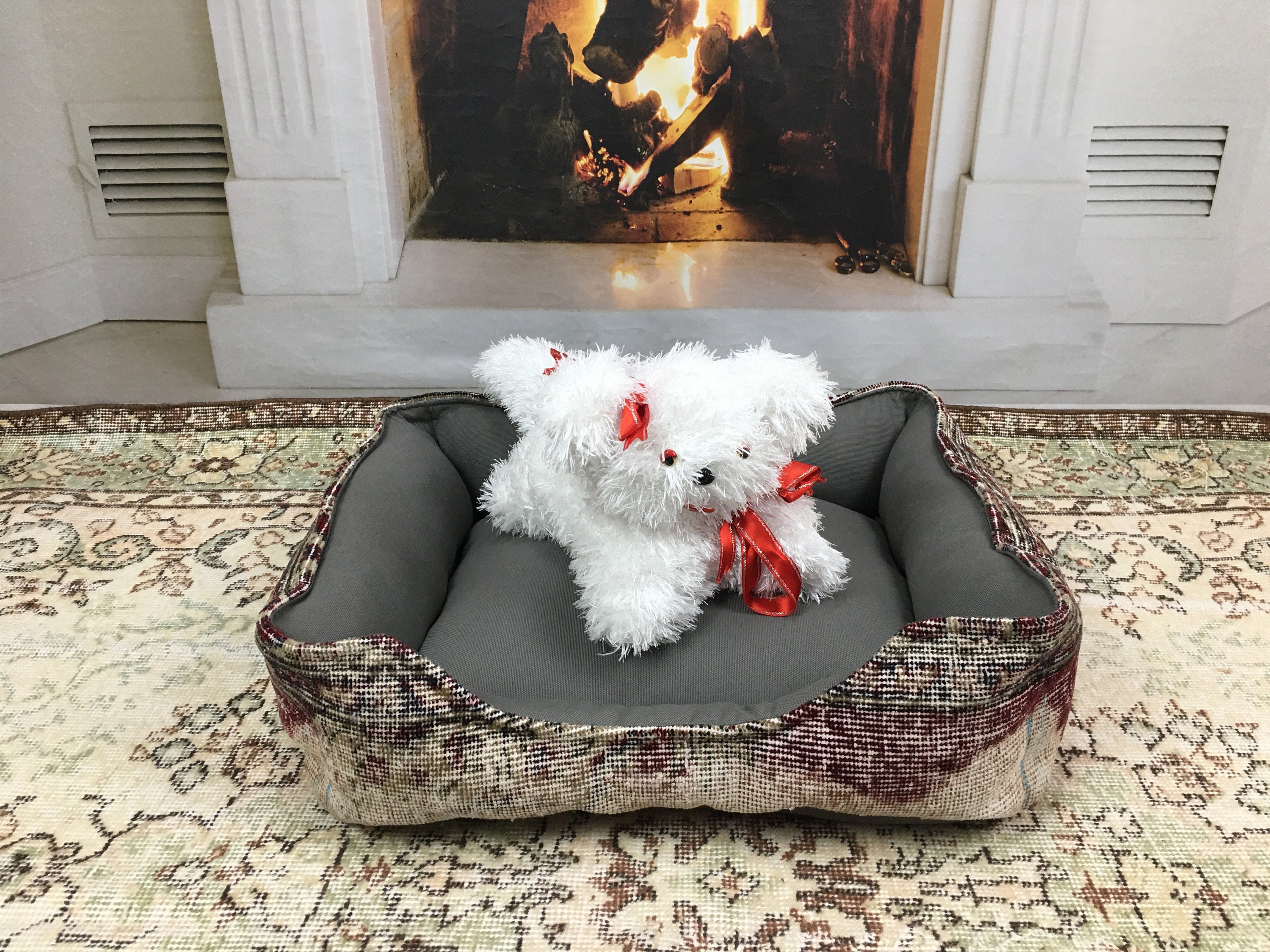 Puppy Bed, Dog Home, Cat Rustic Dog Turkish Rug Animal Pet Indoor Gifts, Soft Pet Db 12