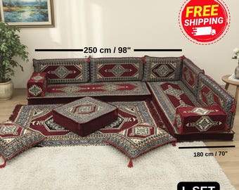 Floor sofa with backrest, Oriental cushion, Sectional sofa, Moduler seating, Living room sofa, Floor sofa cover, Arabic sofa set, FS 14