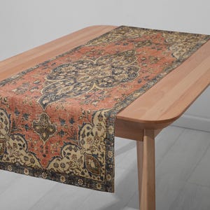Camino de mesa festivo, Pañuelo de mesa imaginativo, Camino de mesa fino, Pañuelo de mesa decorativo, Camino de mesa rústico, Camino de mesa con patrón Kilim, 9076