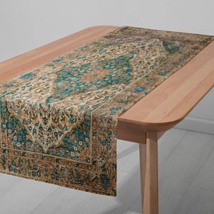Bohemian Table Runner, Chenille Fabric, Vintage Turkish Design (Washable) 12795-02