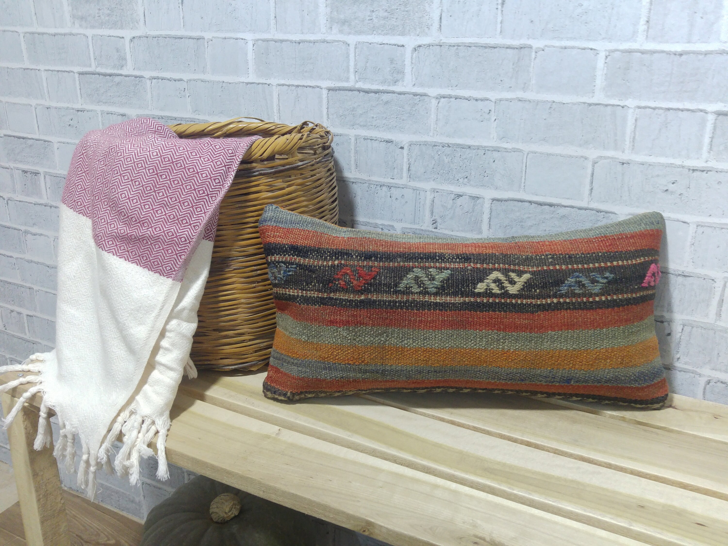 Bed Kilim Pillow Kilim Cushion Cover 10 X 20 Kilim Pillow Etsy