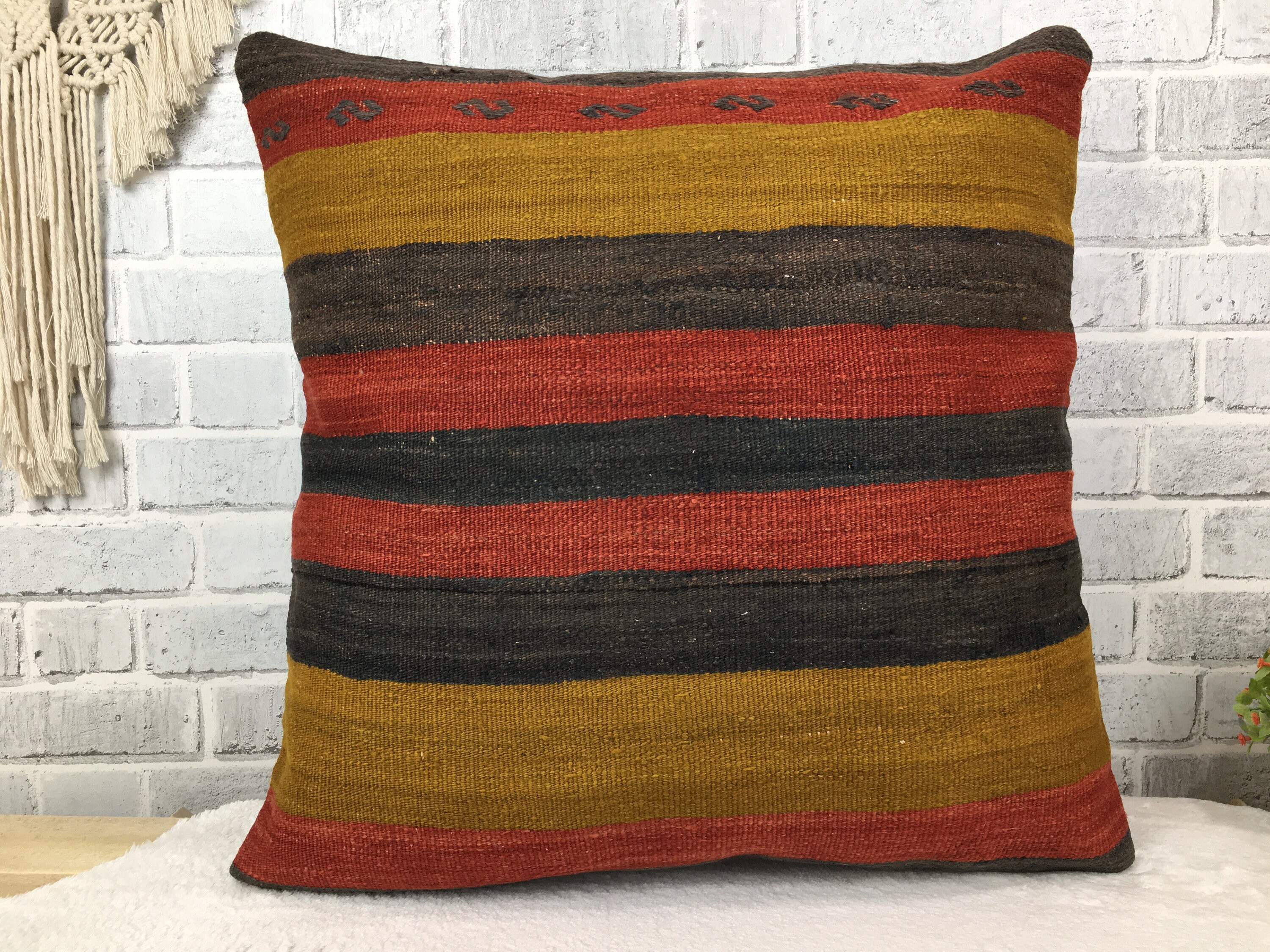 Decorative kilim pillow 24x24 throw pillow bed pillow home Etsy