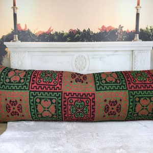 handwoven kilim pillow, ethnic pillow case, pillow for bed, bedding pillow, vintage pillow cover, traditional decor, 16x48 inch pillow, 1773