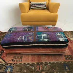 Vintage floor sofa, Floor cushion, Swing cushion, Turkish rug pouf, Window seat cushion, Reading cushion, Bean bag, 20x36x8 inch, FP 1036