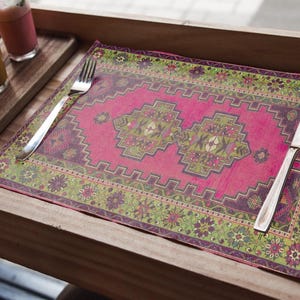 Turkish Rug Placemats: Vintage Kilim Design - Rustic Dining Accessories 11696-02 image 11