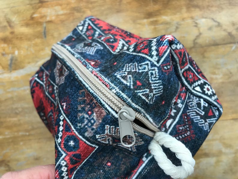 Bolsita hecha a mano, neceser de maquillaje kilim, organizador de viaje, bolso de viaje boho chic, bolso para joyas, bolso para accesorios, neceser para delineador de ojos, regalo para ella imagen 4