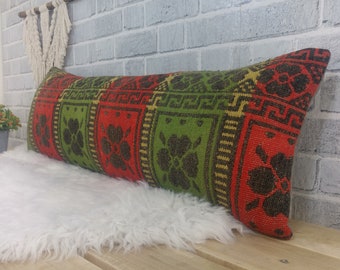 handmade pillow, kilim pillow, pillow cover, boho pillow, outdoor pillow, 12 x 36 kilim pillow, floor pillow, couch pillow, sofa pillow, 861