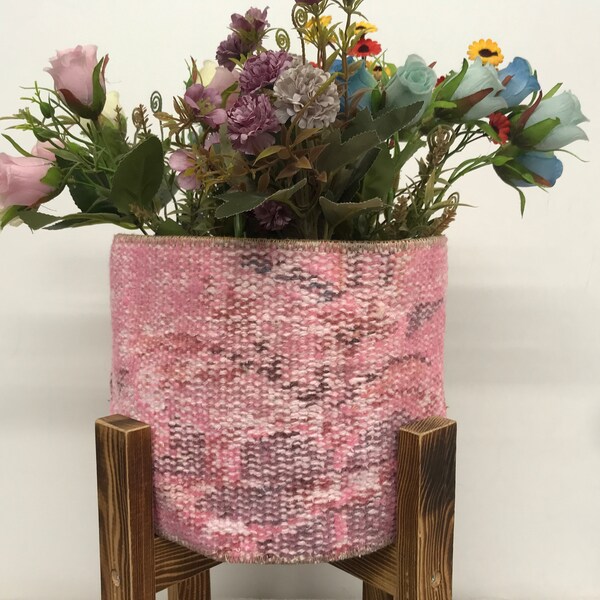 pink planter, handmade planter, baske planter, magazine basket, floor basket, basket for plants, hanging planter, bedroom organizer, PH 4153