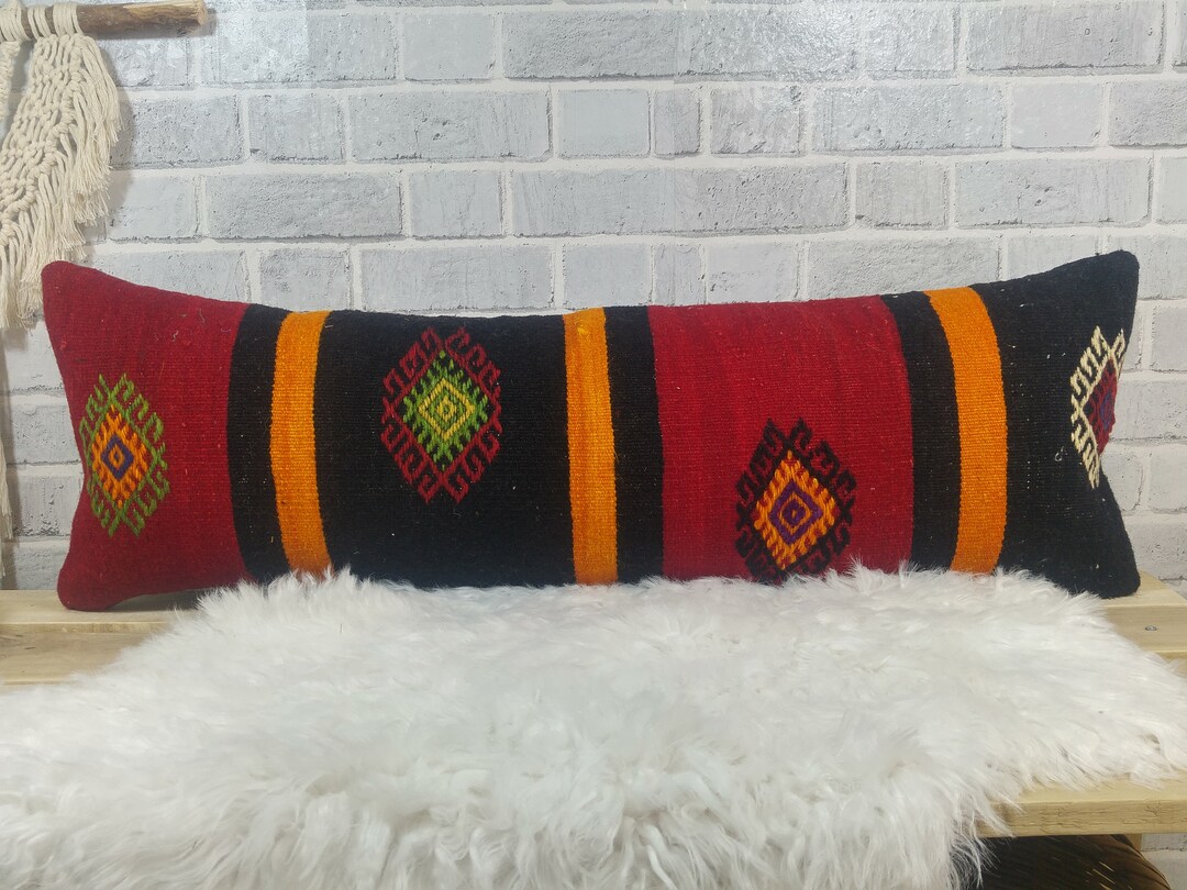 Coussin Long Turc – Remplissage Tapis – Lombaire 8x48 In – Laine Et Polyester