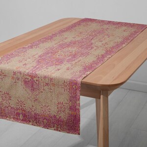 Kelim-tafelloper, Azteeks patroon, geweven stof (wasbaar, meerdere maten) 6936-03