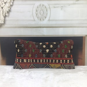 8x16 wool pillow, throw pillow, couch pillow, ethnic pillow, outdoor pillow, vintage kilim pillow, turkish kilim pillow, neutral pillow, 268