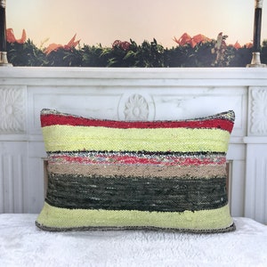 cuscino con motivo kilim, federa in lana, cuscino lombare turco, cuscino decorativo per letto, cuscino per sedia, cuscini per finestra, cuscini 16x24, 2378