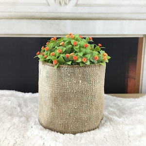 手作りの植木鉢ホルダー、植木鉢カバー、プランター、トルコ絨毯バスケット、ヴィンテージ絨毯バスケット、ボヘミアン装飾、室内装飾、PH 351