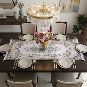 Runner da tavolo Kilim fatto a mano: lavabile, arredamento da bar boho 4359-03