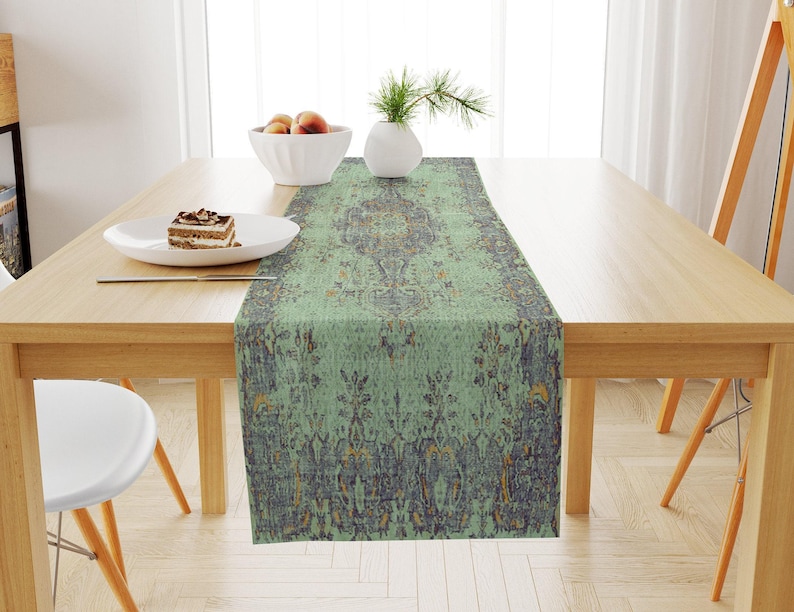 Artistic rug runner,Excellent runner, Party event runner, Rustic style table decor, Ikat table sheet, Dining table scarf, Home decor,6936-02 image 10