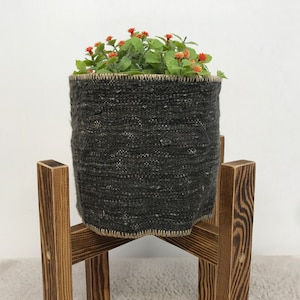 丸型フラワーバスケット、植木鉢カバー、ウール製プラントスタンド、ヴィンテージラグプランター、吊り下げ式植木鉢、リビングルームバスケット、素朴なバスケット、PH 4075