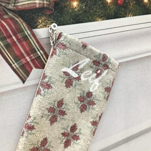 Kilim Christmas Stocking, Red Traditional Decor, Handmade Turkish Rug Print, Personalized Boho Mantel Sock, Anatolian Pattern Gift