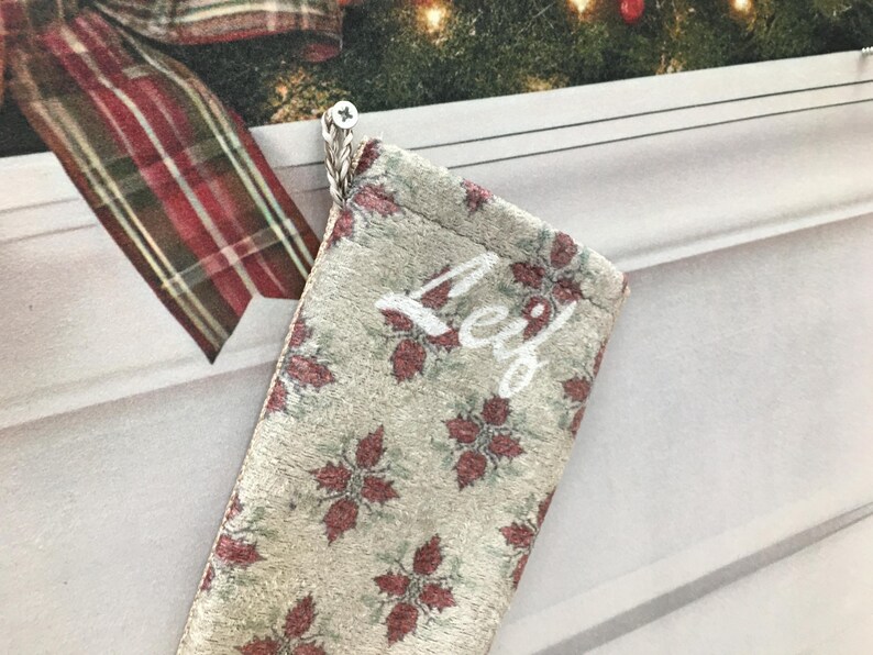 Kilim Christmas Stocking, Red Traditional Decor, Handmade Turkish Rug Print, Personalized Boho Mantel Sock, Anatolian Pattern Gift