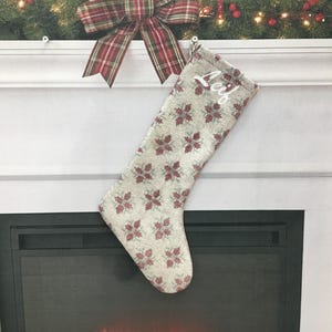 Kilim Christmas Stocking, Red Traditional Decor, Handmade Turkish Rug Print, Personalized Boho Mantel Sock, Anatolian Pattern Gift