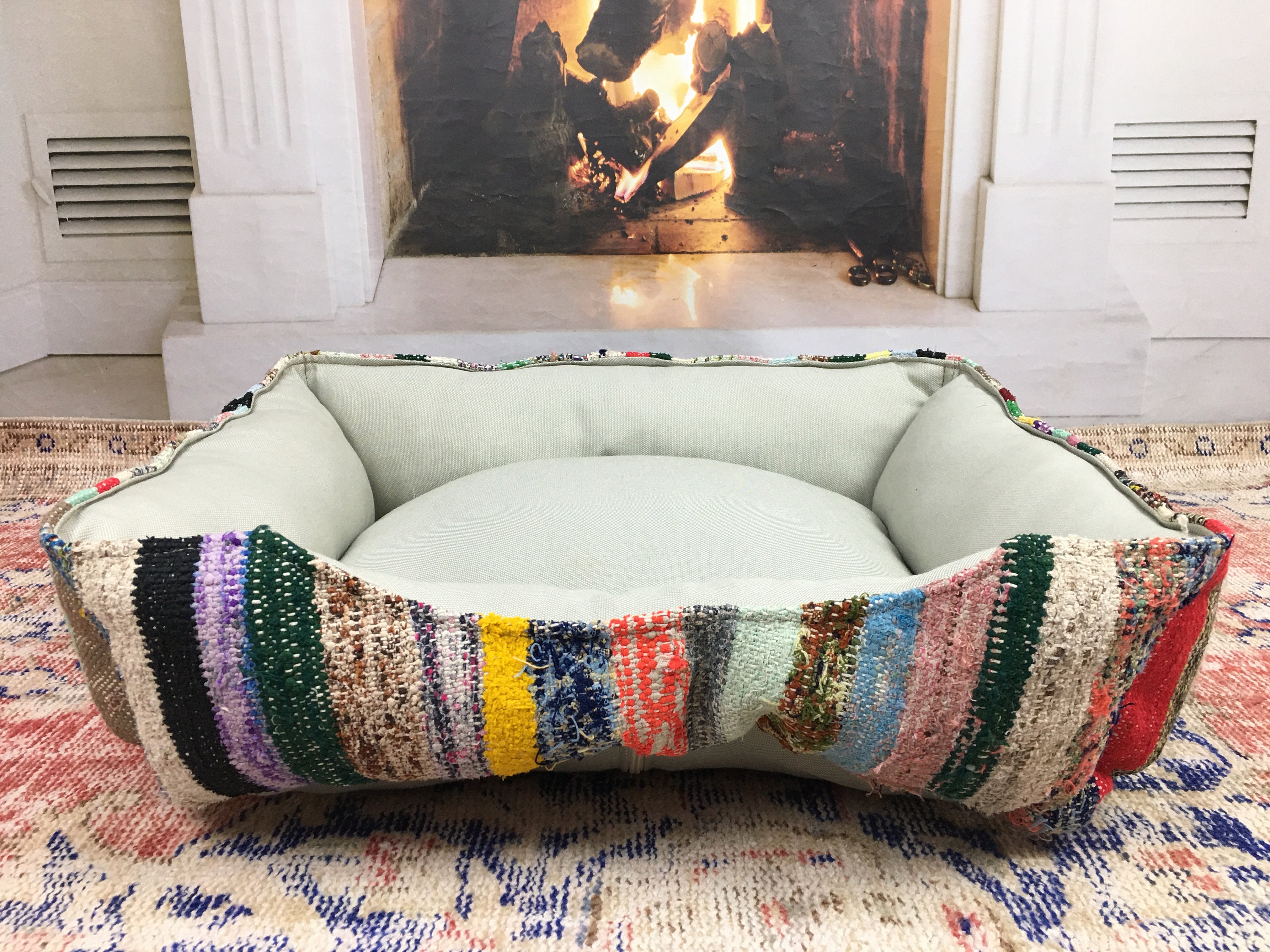 Handmade Dog Bed, Dog Lounger, Turkish Rug Bed, Animal Pet Indoor Gifts, Puppy Home, Cat Vintage Db 31
