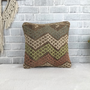 decorative kilim pillow, chair pillow, corner pillow, 16 x 16 kilim pillow, antique sofa pillow, gothic pillow, decorative pillow , 3713