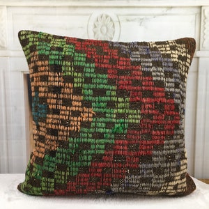 embroidered pillow, handmade kilim pillow, 24x24 cushion cover, sofa pillow, couch pillow, turkish pillow, decorative pillow,1760