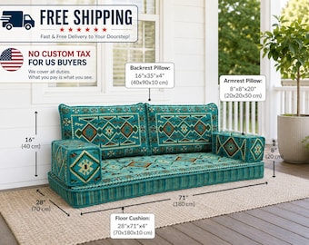 Arabic majlis set, Floor sofa seating, Floor cushion set, Reading nook cushion, Window seating, Kilim cushion set, Traditional sofa, FS 34