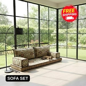 Pallet sofa, Arabic floor sofa, Handmade floor pillow, Couch pad sofa, Floor cushion set, Turkish floor sofa, Moroccan sofa set, FS 26