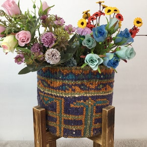 decorative planter, basket planter, outdoor planters, handmade basket, plant holder, apartment gardening, plant lover gifts, PH 3879