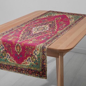 Turkish Velvet Table Runner - Non-Slip, Vintage Pattern 12505-02