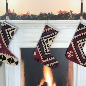 wall decor stockings, bohemian kilim stockings, holiday stocking, vintage kilim christmas stocking from turkish kilim rug, christmas tree