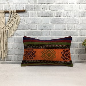 couch pillow, kilim pillow cover, 12 x 20'' kilim pillow, bohemian pillow, geometrical pillow, bohemain pillow, turkey pillow , 1605