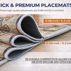 a close-up view of a thick and premium placemat, highlighting its thickness and construction.