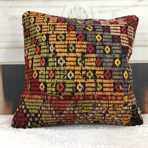 outdoor kilim pillow, throw pillow, boho pillow, decorative pillow, 16 x 16 kilim pillow, turkey pillow, kilim cushion, pillow cover, 4429