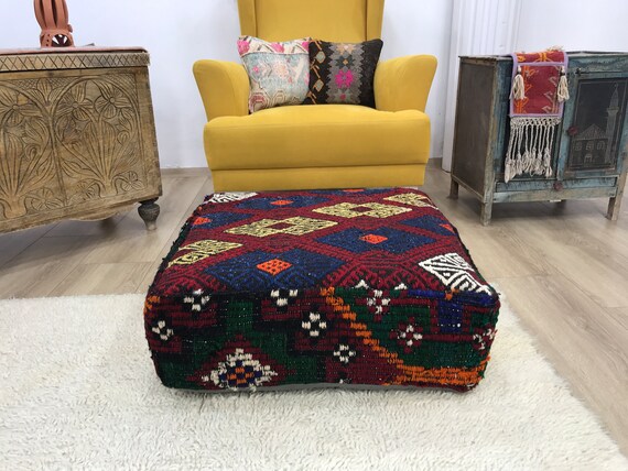 kilim floor pouf