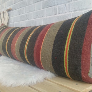 guest room pillow, bench kilim pillow, pillow cover, throw kilim pillow, 16x48 kilim pillow, couch pillow, tribal pillow, rustic pillow, 921