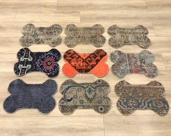 miniature rug, bone shaped pet mat, dog feeding mat, pet food mats, pet feeder rug, dog bowl mat, dog pad, farmhouse mat, cat rug