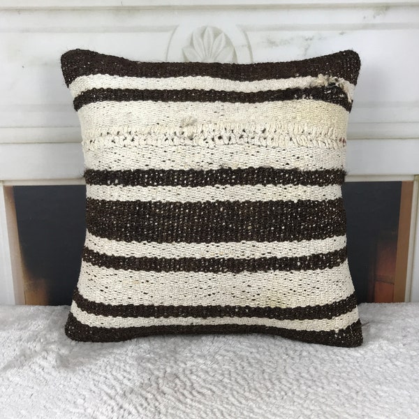 kilim accent pillow, nomadic pillow, vintage throw pillow, striped pillow, pouf pillow, cushion pillow, chair pillow, 16x16 pillow, 4815