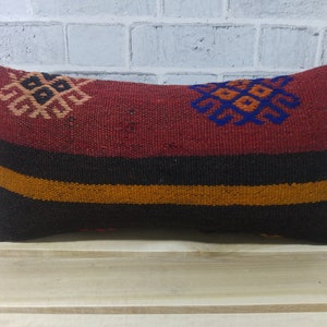 almohada kilim básica, almohada kilim, almohada 10 x 20, almohada kilim de piso, almohada exterior, almohada a rayas, almohada turca, almohada del sofá, 317 imagen 1