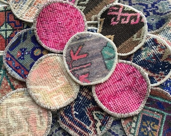 Colorful kilim coster, Handmade coaster, Vintage rug coster, Drink coaster, Bohemian coaster, Coffee coaster, Wholesale coaster set