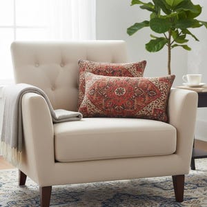 Housse de coussin kilim turc fait main, impression velours recto-verso