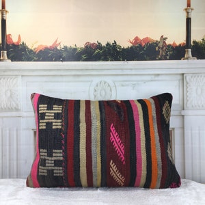 couch pillow, vintage kilim pillow, boho pillow, outdoor pillow, tribal pillow, turkish kilim pillow, 16x24 rug pillow, chair pillow, 2246