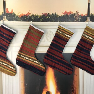kilim stocking, santa candy sack, bohemian stocking, turkish socks, christmas stocking, handmade socks, eco friendly, retro stocking set