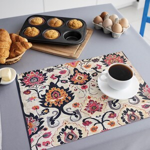 Elegant placemats, Kilim pattern kitchen placemat, Multicolor placemat, Thanksgiving placemat, High-quality placemats, Trendy placemats, 277