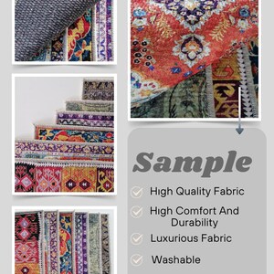 The image is a collage of various colorful and patterned rugs, showcasing different fabrics and textures.