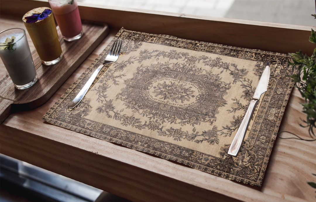 Resistant Desktop Decor, Rug Placemat, Oriental Table Mats, Authentic
