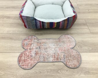 Antike Haustier Tischset, Fressnapf Matte, Boho Tischset, Einzigartige Matte, leicht zu reinigen, Anti Rutsch Tischset, verblasste Farbe Haustier Matte, PM 2397