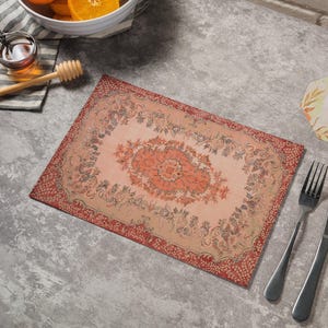 Exotic bohemian dining room table mats, Elegant Velvet woven kilim table mats, Decorative Turkish kilim pattern tableware, 4359-01